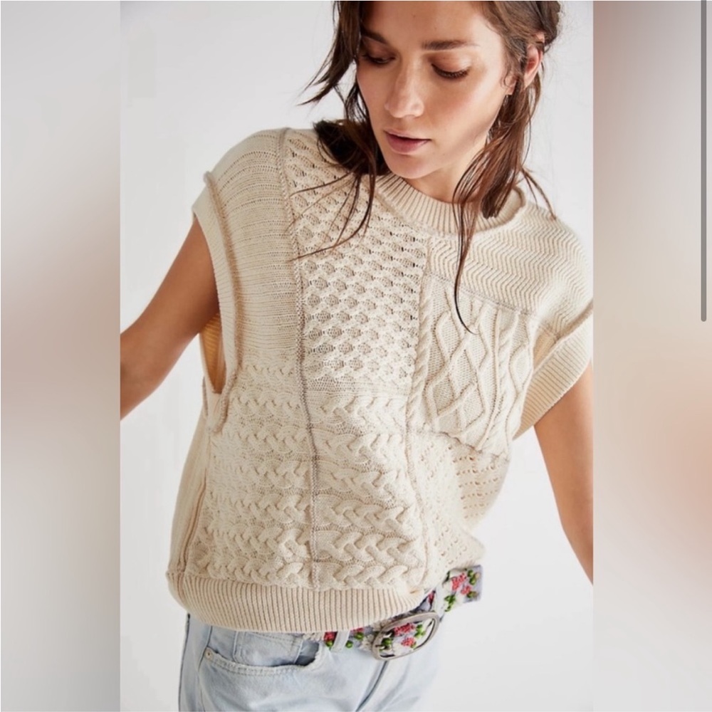 Take the plunge ivory free people sweater vest